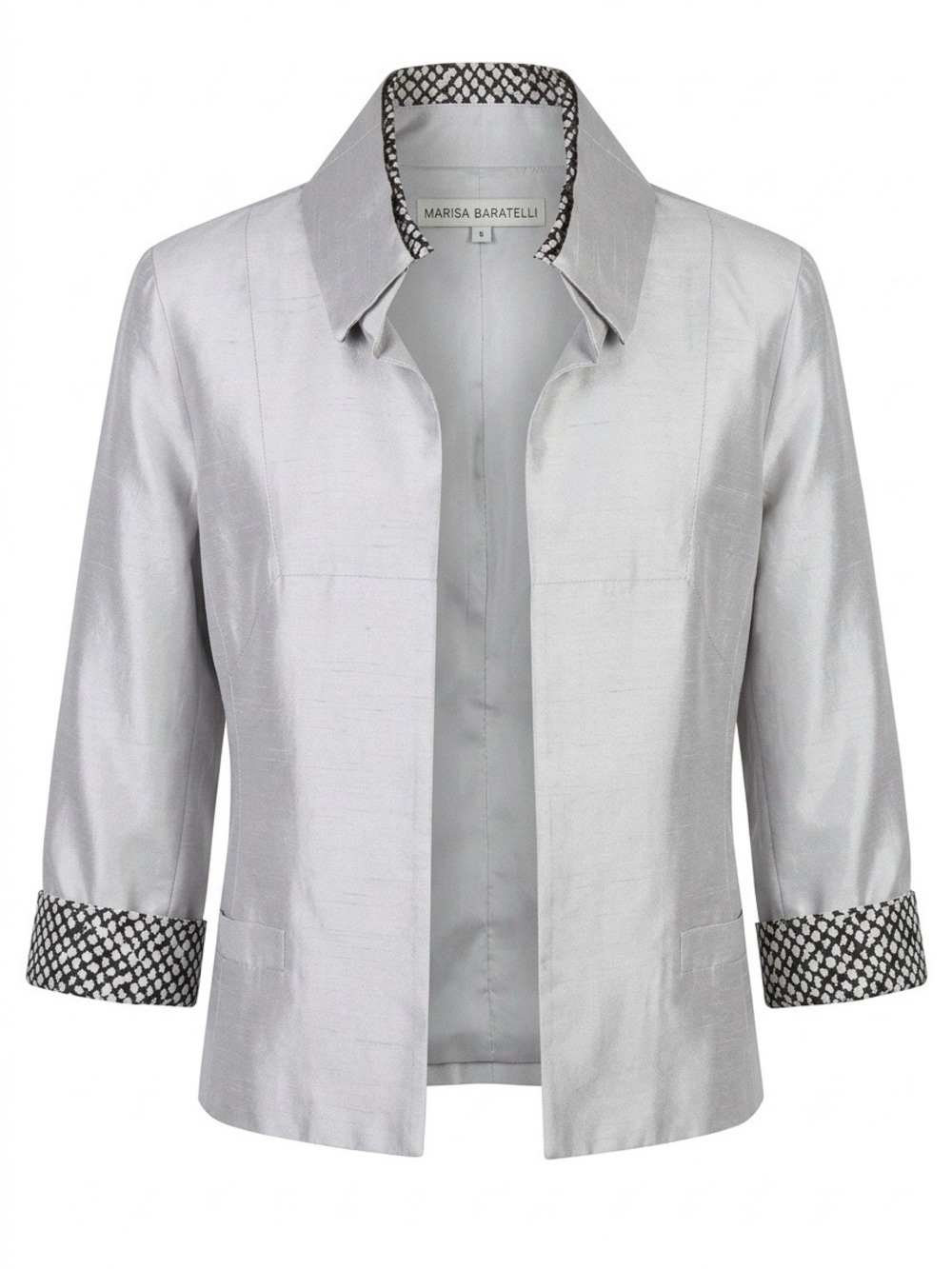 Marisa Baratelli Silver Open-Front Blazer
